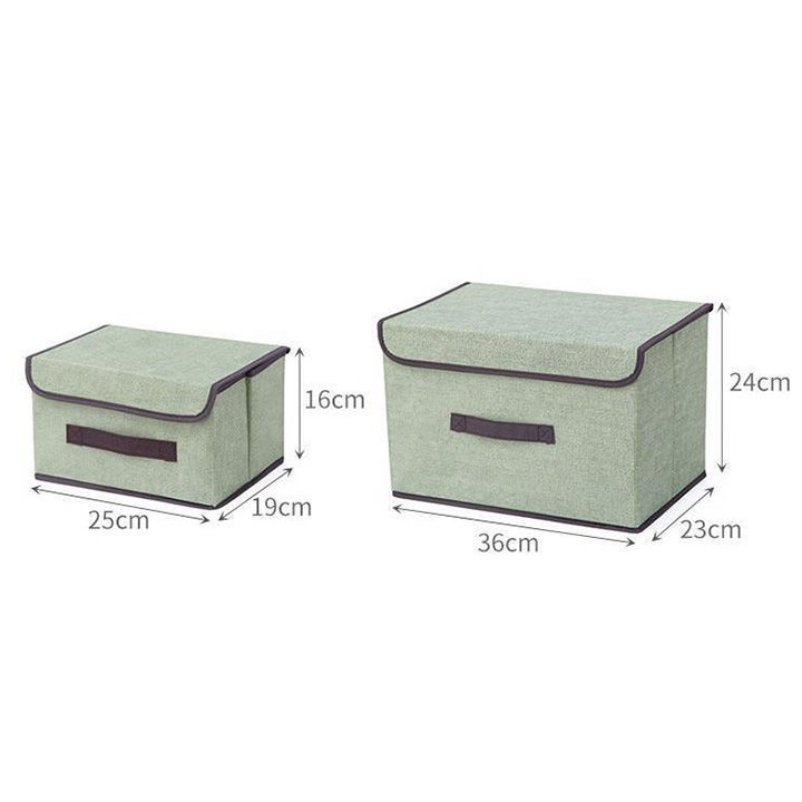 Combo 2 Hộp Vải Đựng Đồ Thùng Đựng Quần Áo Đồ Chơi Đa Năng Bằng Vải Cứng Cắp Có Nắp Đậy Tiện Dụng