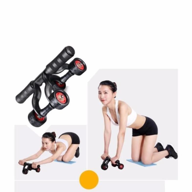 Con Lăn Tập Bụng 4 Bánh Cao Cấp (Tặng Thảm Lót Gối), Con Lăng Tập Gập Cơ Bụng