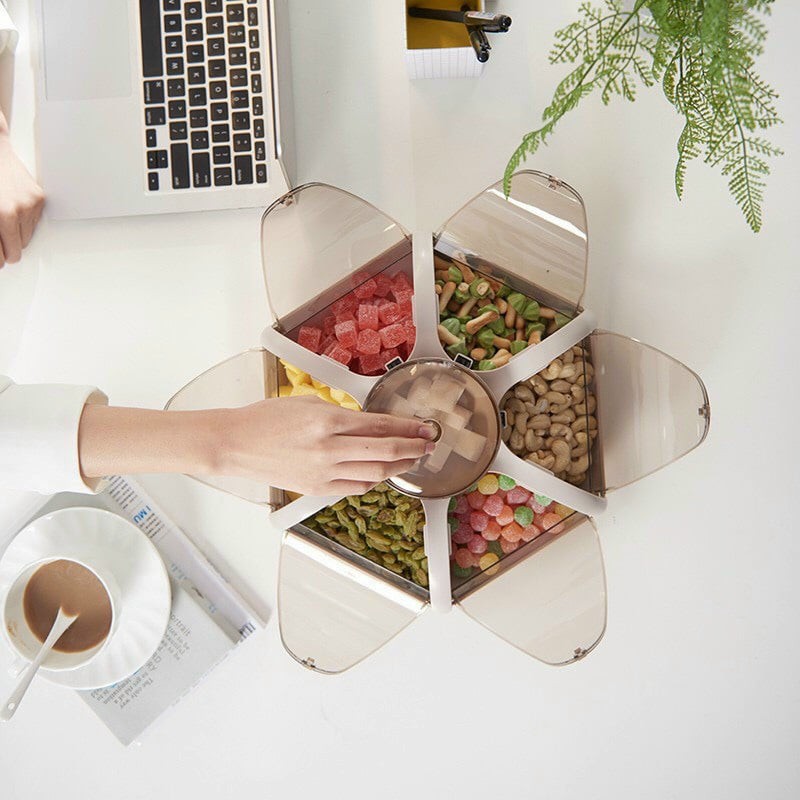 Hộp Đựng Bánh Kẹo ♥️Freeship♥️ Khay Mứt Hoa 6 Cánh Tự Bung Sang Xịn Đẹp Mẫu Mới Nhất