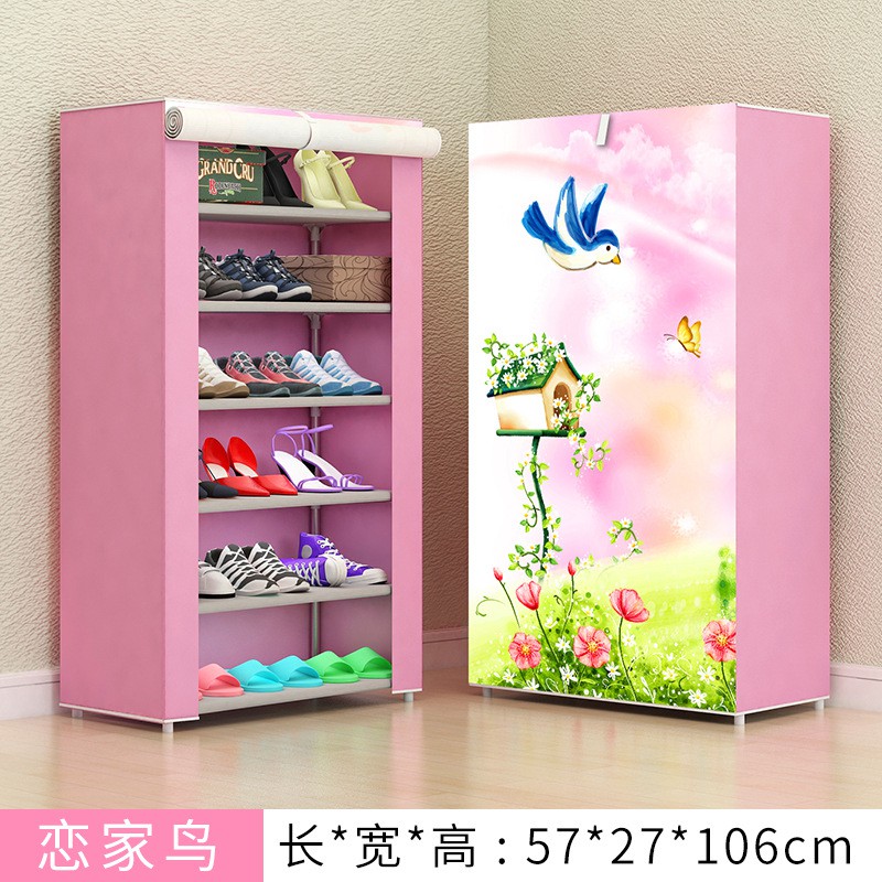 Tủ Giày Dép 7 Tầng 6 Ngăn Bọc Vải Họa Tiết Hoa Văn Cao Cấp Giá Rẻ / Kệ Đa Năng, Giá Để Giày Dép Khung Inox 7 Tầng