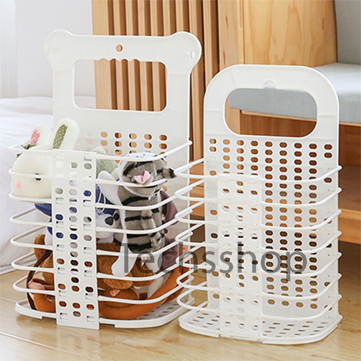 Rổ Đựng Quần Áo Xếp Gọn - Giỏ Để Đồ Đa Năng Có Thể Gấp Gọn - Kèm 2 Móc Dán Treo