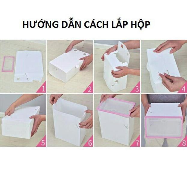 [Free Ship] (Hàng Có Sẵn +Video) Hộp Đựng Giày Dép Nắp Nhựa Cứng Trong Suốt, Size Lớn Chịu Lực 4Kg