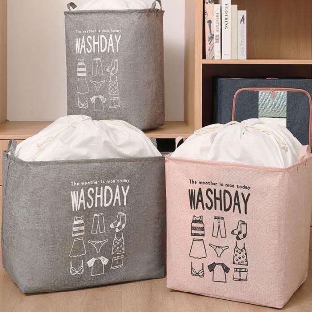 Sọt Vải Đựng Đồ Có Quai Xách Mẫu Mới Có Thể Dùng Đựng Chăn Màn Washday Size Vừa (45Cm X 30Cm X 50Cm)