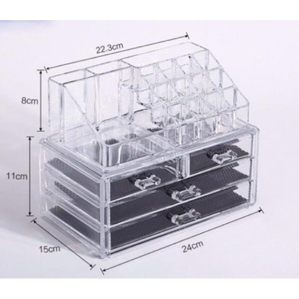 [Free Ship] Kệ Mỹ Phẩm Mica 4 Tầng Trong Suốt