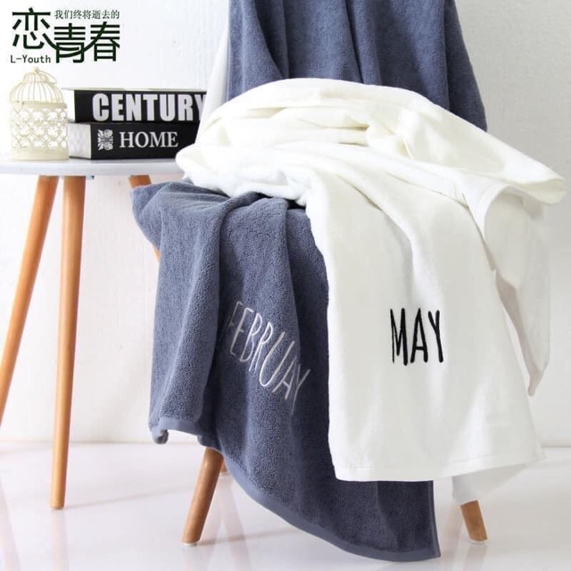 Khăn Tắm ♥️Freeship♥️ Khăn Tắm Thêu Logo Tháng Bằng Tiếng Anh- Khăn Tắm