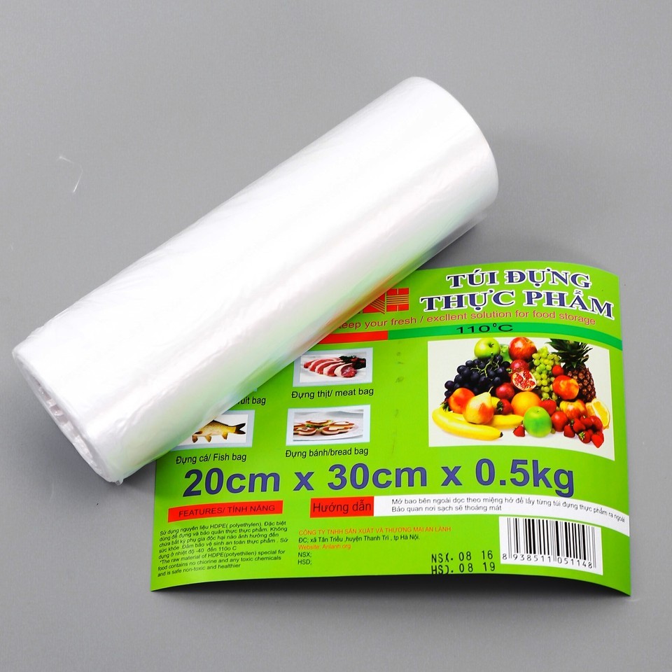 Combo 3 Cuộn  Túi Đựng Thực Phẩm Tự Phân Hủy Sinh Học Trắng