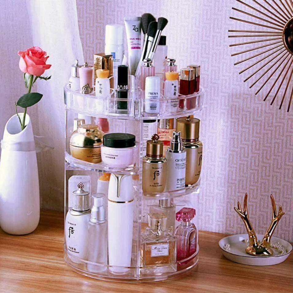 [Free Ship] Kệ Mỹ Phẩm, Kệ Trang Điểm Xoay 360 Độ Nhựa Mica Cao Cấp