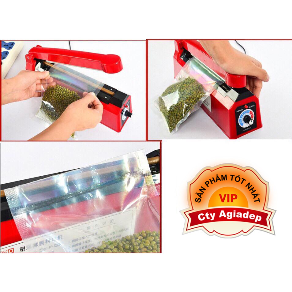 Máy Dán, Hàn Miệng Túi Nilon Đóng Gói Thực Phẩm Dập Tay - Dài 20Cm Mối Hàn 2Mm