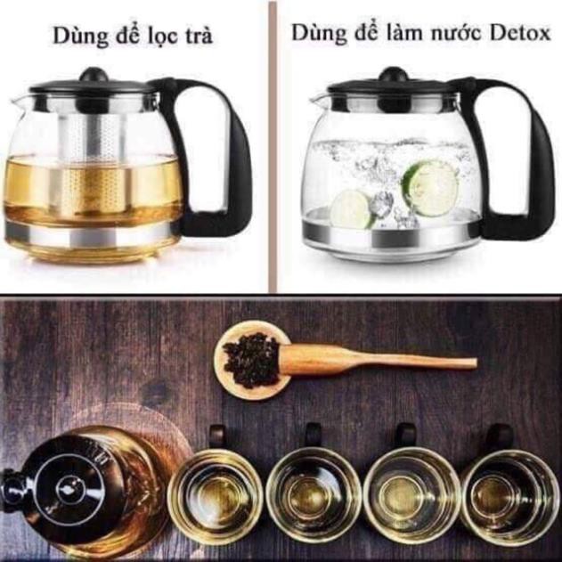 Bộ Ấm Pha Trà Bằng Thuỷ Tinh Kèm 4 Cốc