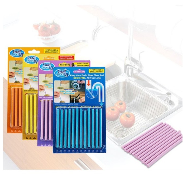 Hộp 12 Que Thông Tắc Bồn Cầu, Lavabo, Bồn Rửa Bát Có Mùi Hương Thơm Dễ Chịu