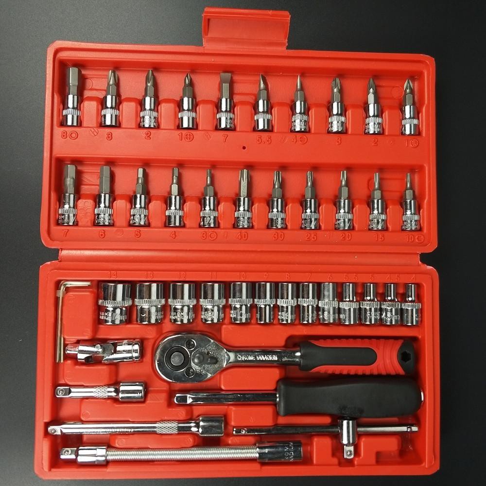 Bộ Dụng Cụ Mở Bulong Ốc Vít Đa Năng 46 Chi Tiết, Không Han Gỉ Hàng Mới, Bộ Dụng Cụ Sửa Chữa Oto Xe Máy 46 Món Đa Năng
