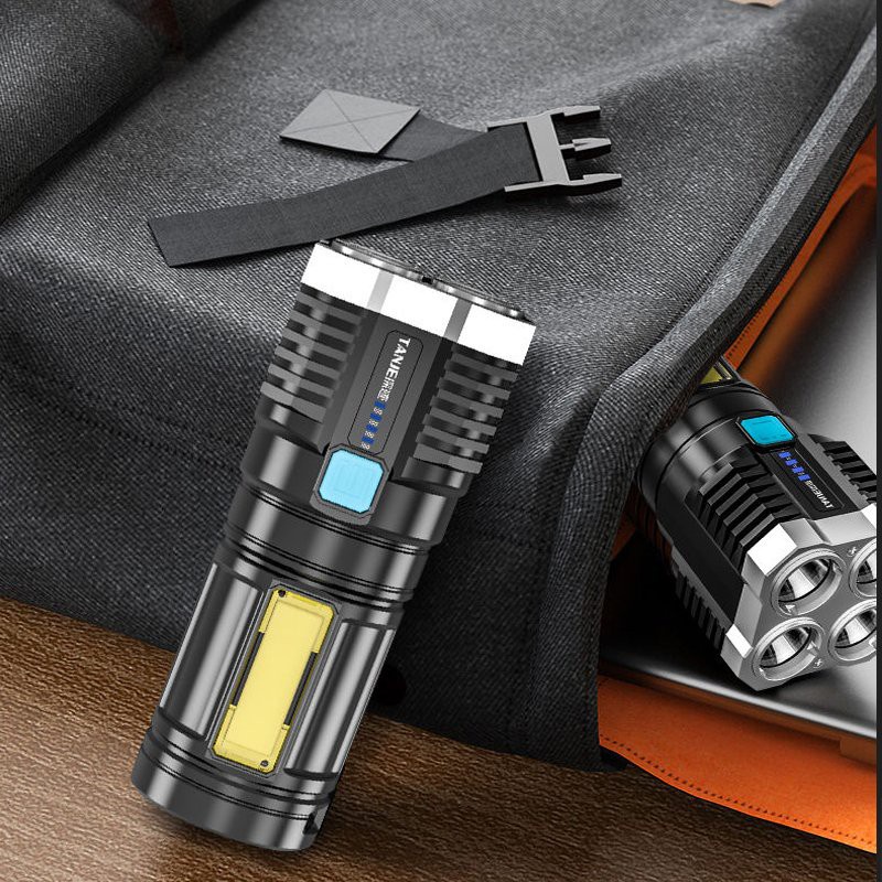 Đèn Pin 4 Led Cao Cấp, Đèn Pin Siêu Sáng Cầm Tay Chắc Chắn 4 Chế Độ Sáng Tiện Dụng