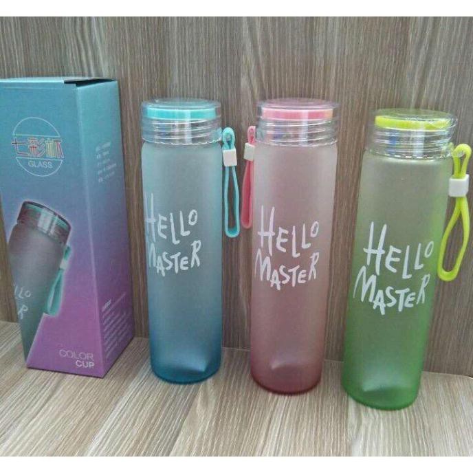 Bình Đựng Nước Thủy Tinh Hello Master 450Ml Nhiều Màu