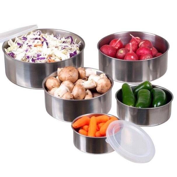 Bát Inox, Bộ 5 Bát Inox Cao Cấp Có Nắp Đậy Tiện Lợi