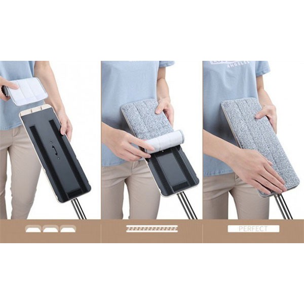 Cây Lau Nhà Tự Vắt Phẳng Thông Minh Spin Mop Xoay 360 Độ - Tặng Thêm 1 Bông Lau