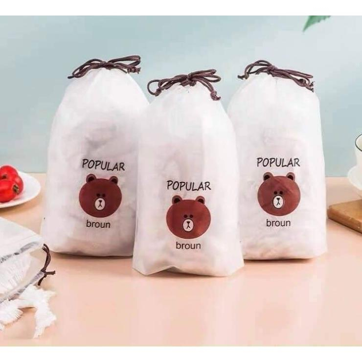 Set 100 màng Túi Bọc Thực Phẩm Gấu