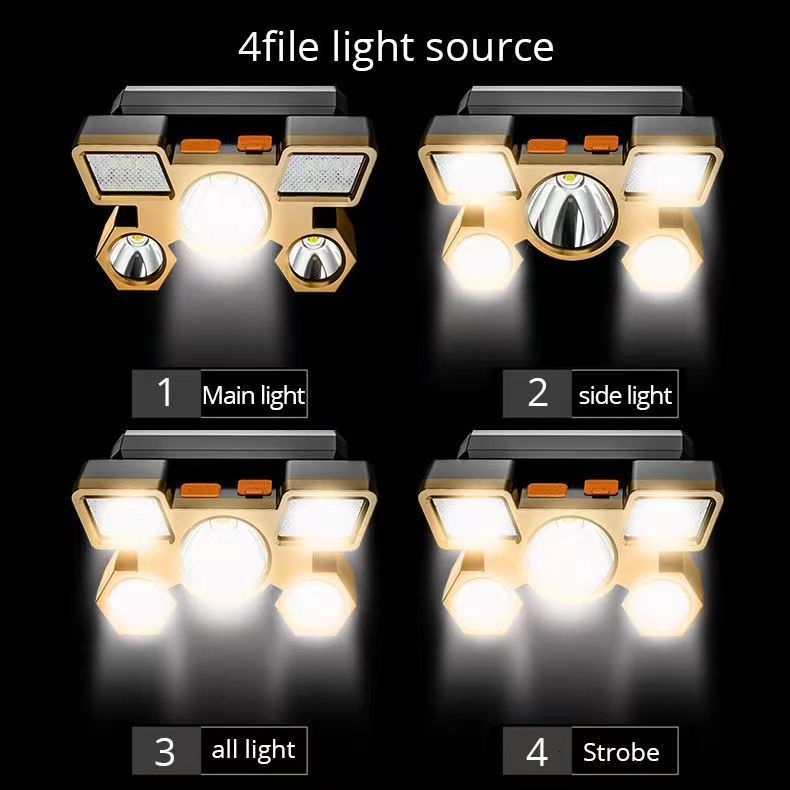 Đèn Pin Đội Đầu 5 Bóng Led Siêu Sáng Thế hệ mới siêu nhẹ siêu sáng, 2023