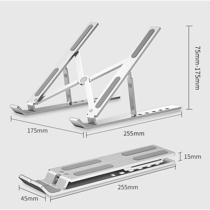 Giá đỡ laptop stand hợp kim nhôm 16INCH hỗ trợ tản nhiệt công thái học, gấp gọn chỉnh độ cao ipad macbook surface 7 nấc