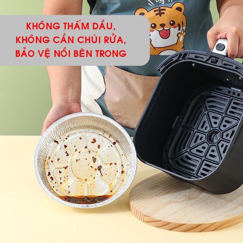 Set 10 Bát Bạc Size 22 Đựng Thực Phẩm Dùng Cho Nồi Chiên Không Dầu. Khay bát bạc 22cm tiện lợi
