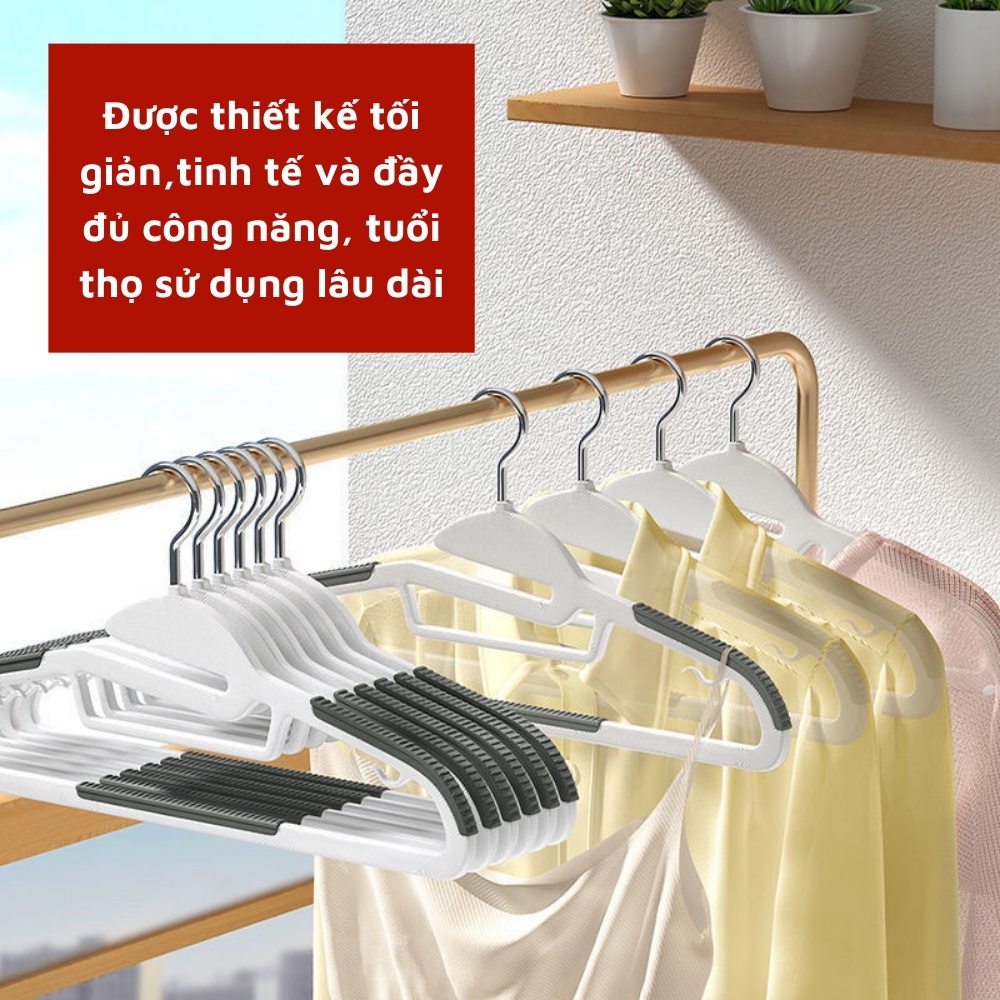 Combo 10 Cái Móc Treo Quần Áo Chống Trượt Xoay 360 Đa Năng Chất Nhựa Cao Cấp Bền Bỉ Chịu Được Vật Nặng