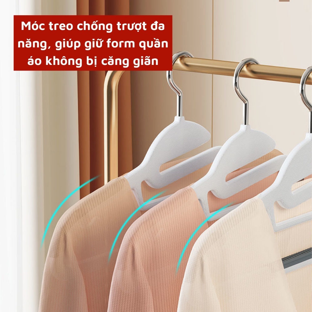 Combo 10 Cái Móc Treo Quần Áo Chống Trượt Xoay 360 Đa Năng Chất Nhựa Cao Cấp Bền Bỉ Chịu Được Vật Nặng