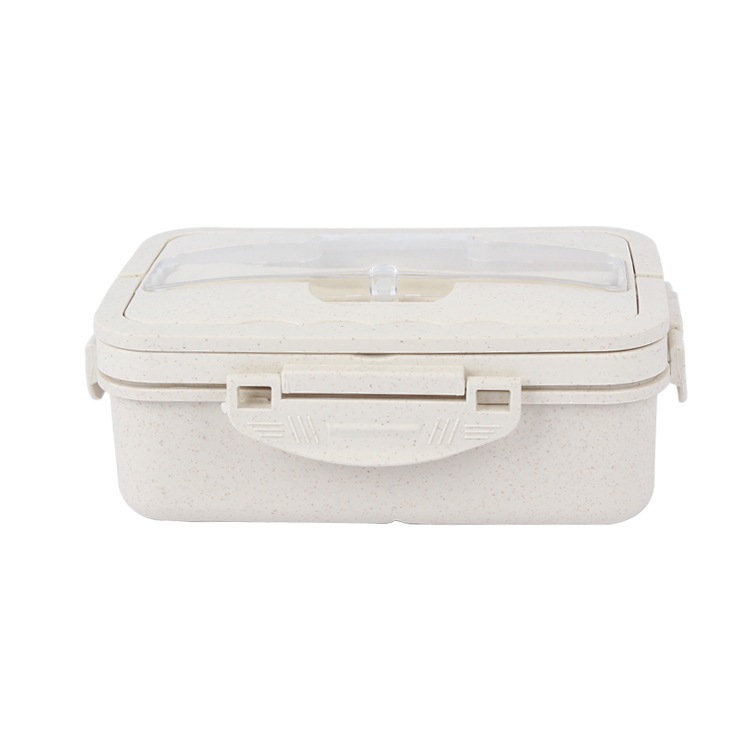 Hộp Cơm Lúa Mạch 1 Tầng 3 Ngăn Kèm Đũa Thìa Inox