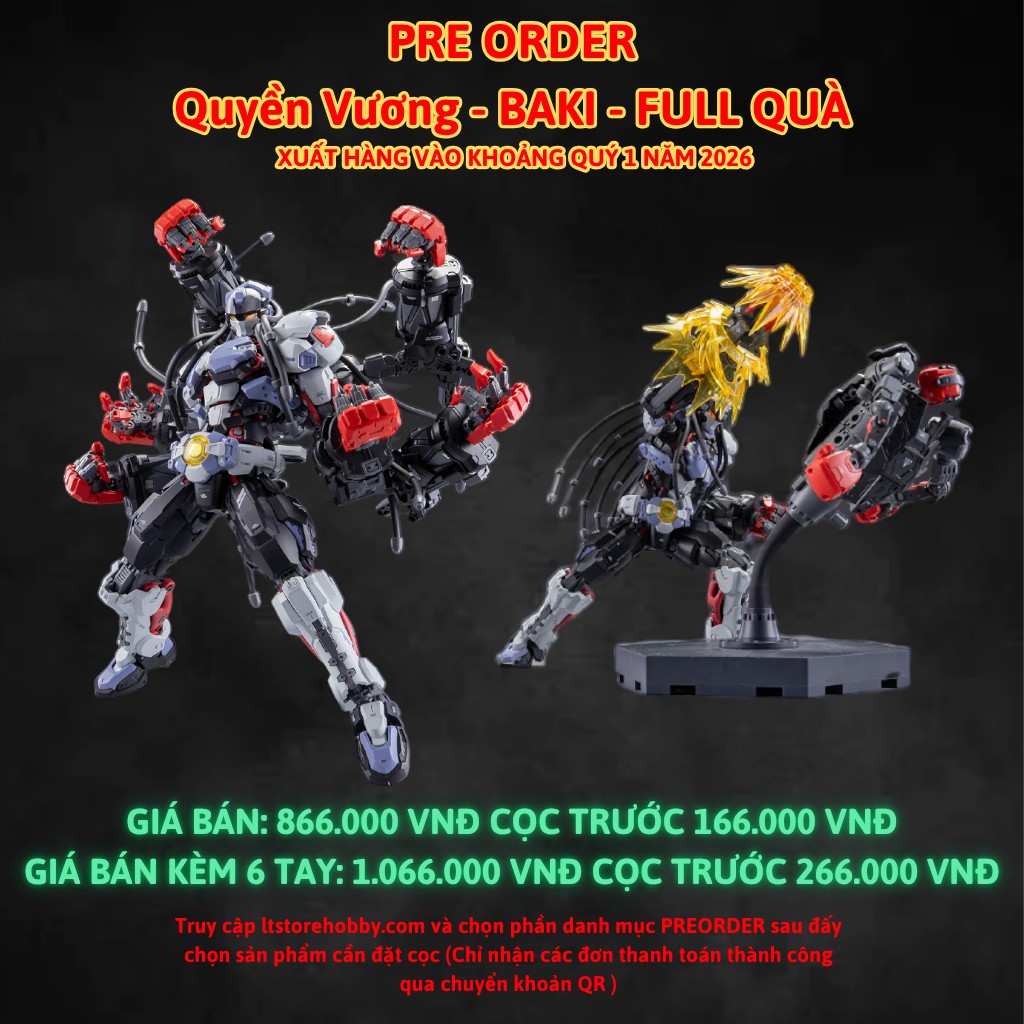 Đặt trước Quyền Vương - Baki - Kèm 6 tay, người nộm, effect và áo choàng