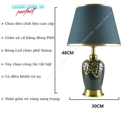 Đèn để bàn decor , đèn ngủ để bàn decor gốm sứ