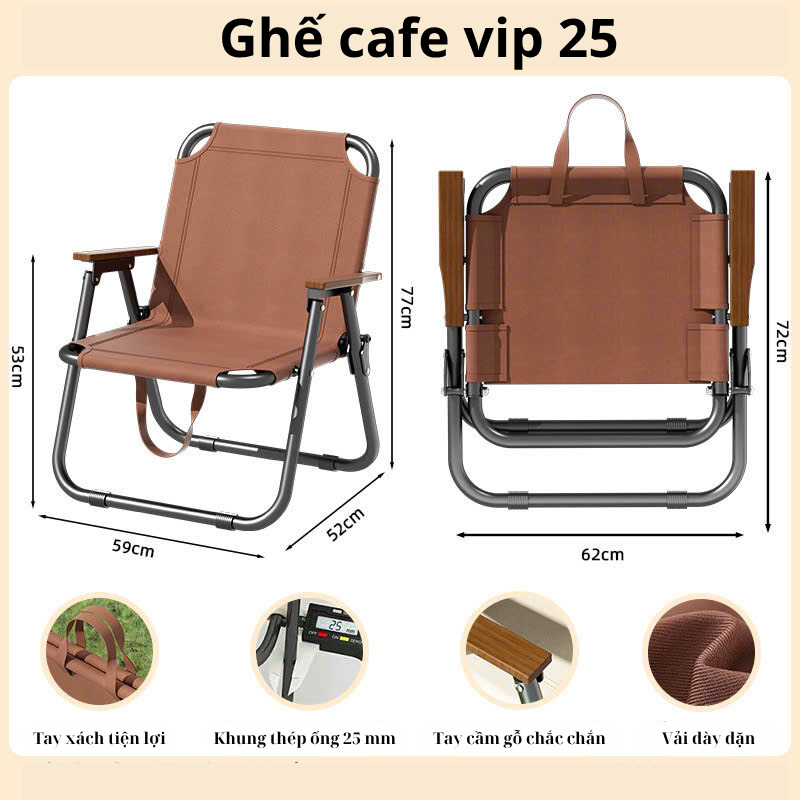 Ghế xếp gọn thư giãn, ghế cafe, vải Oxford, chịu tải đến 150 kg