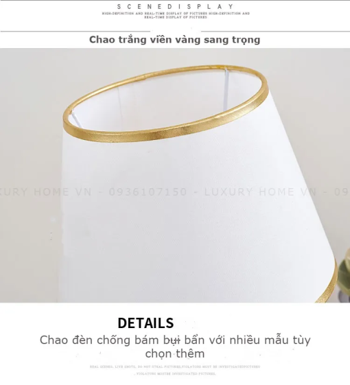 Đèn ngủ để bàn gốm sứ hoa LUXURY cao cấp