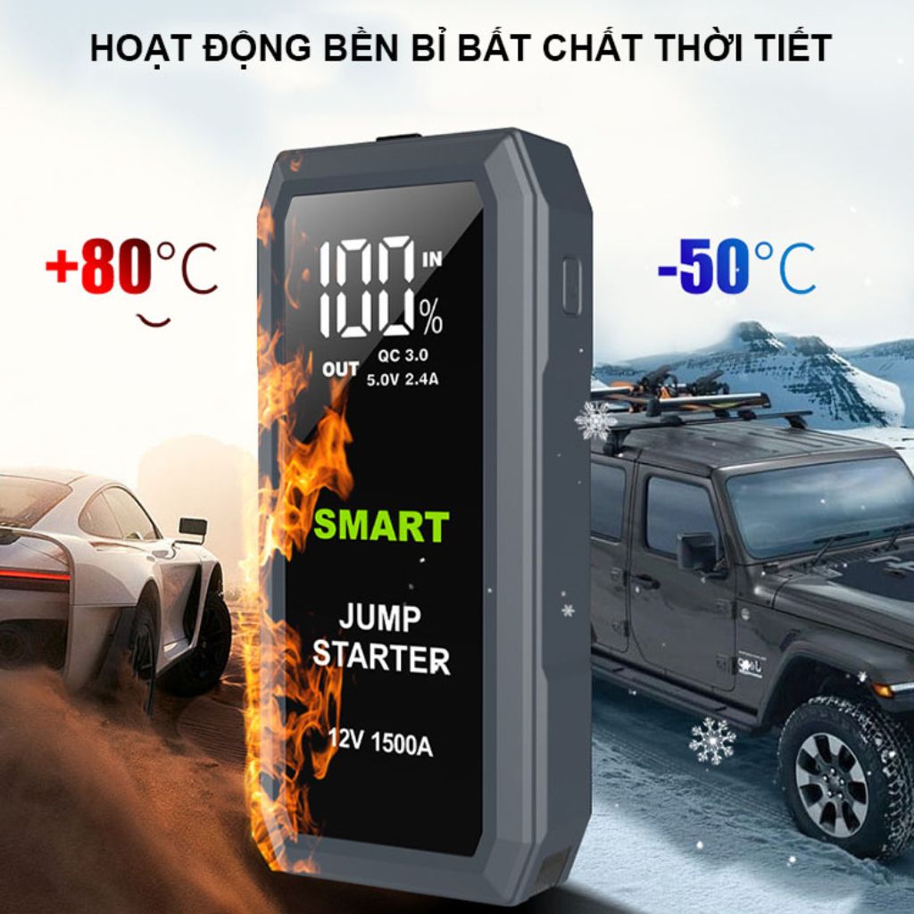 Bộ kích điện ô tô, kích bình ắc quy ô tô 12V/1500A