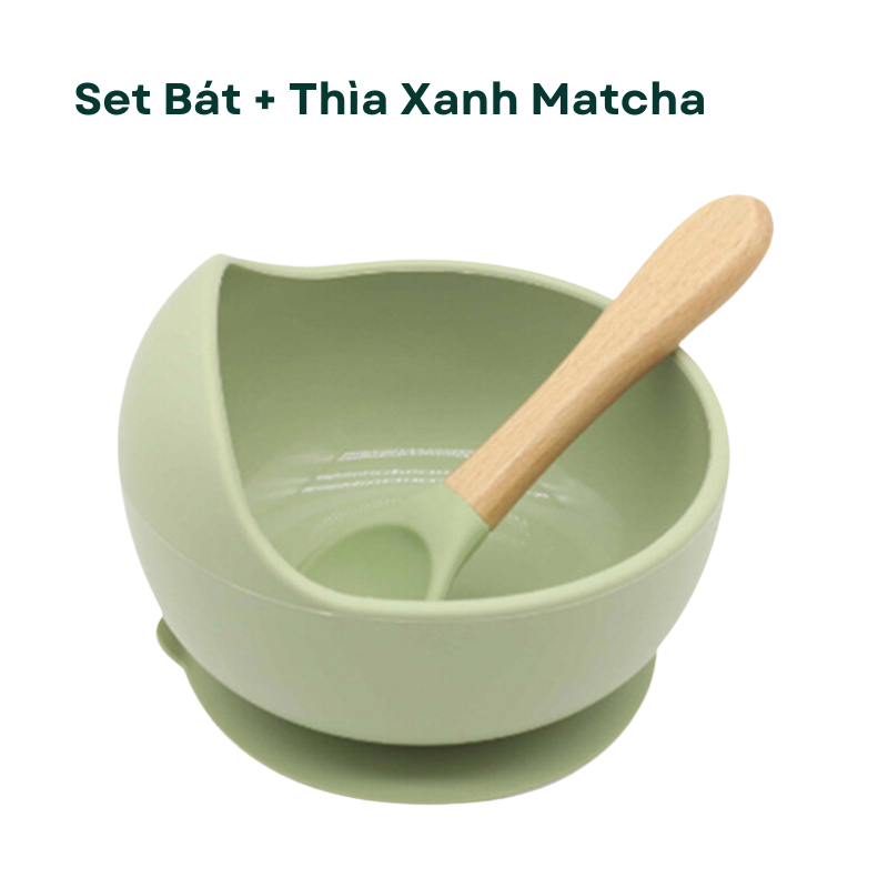 Set Bát Thìa Silicon Đế Bám Dính Chống Trượt Chống Nóng