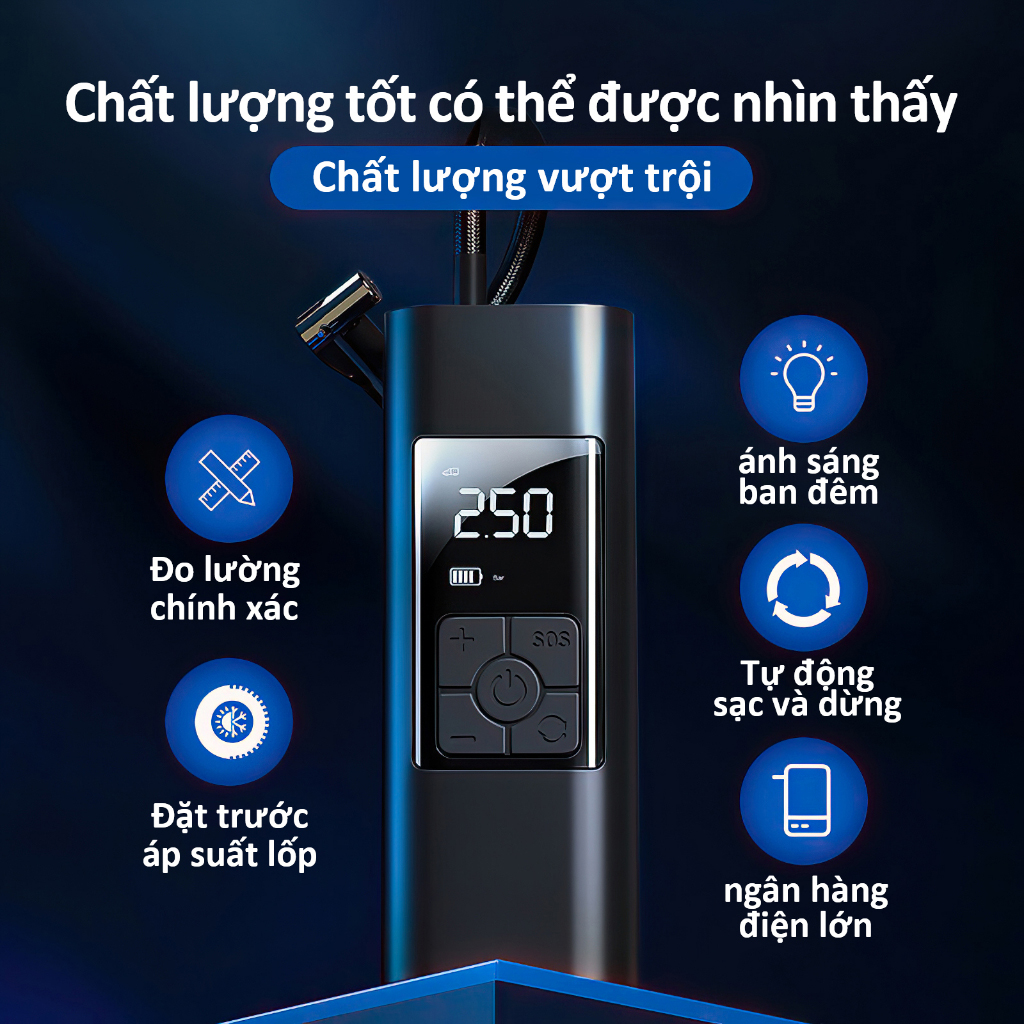 Bơm hơi ô tô không dây 6000mAh