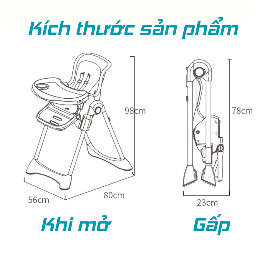 Ghế Ăn Dặm Cho Bé ngả lưng 160 độ chống trào ngược