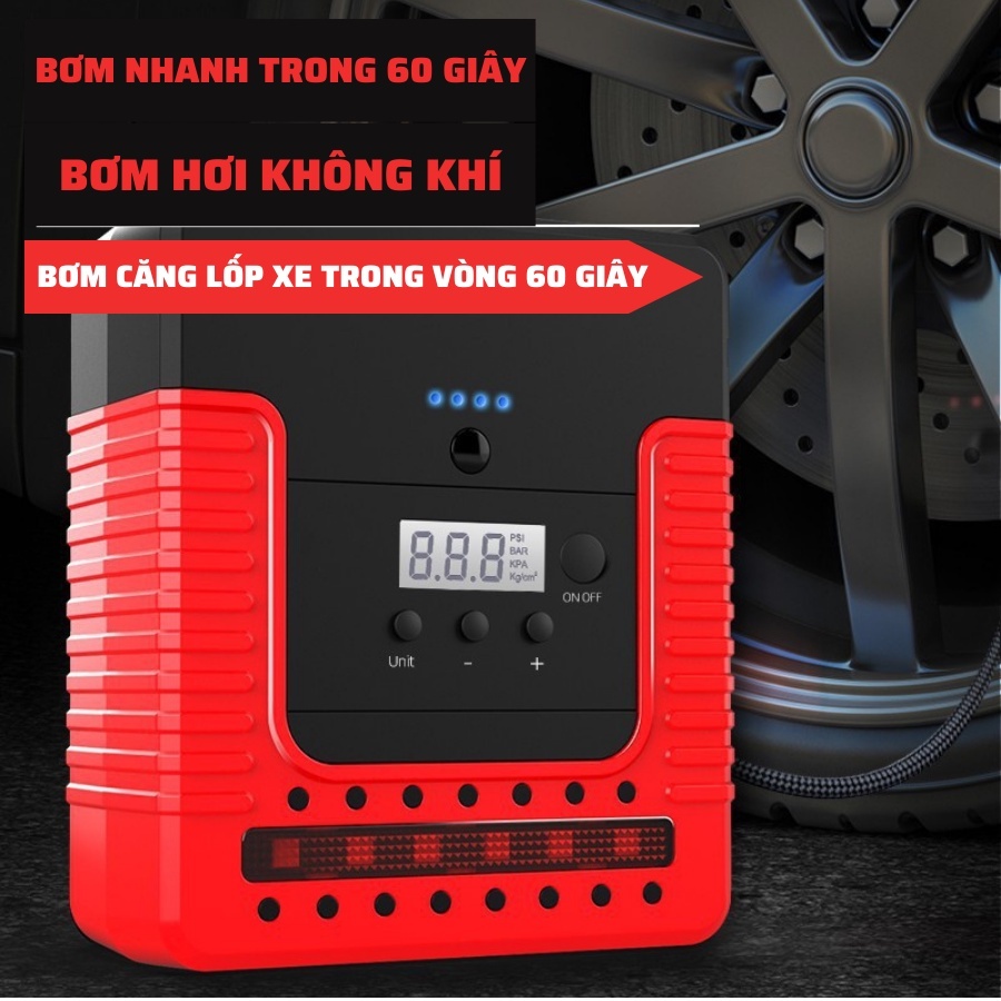 Bộ kích bình ô tô 12v tích hợp bơm lốp ô tô 59800mAh