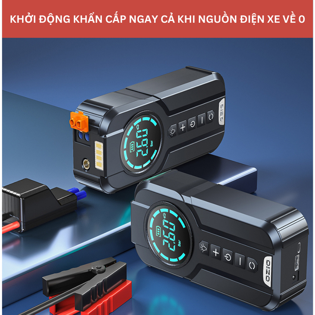 Bộ kích điện ô tô kiêm bơm lốp ,Kích bình ắc quy ô tô