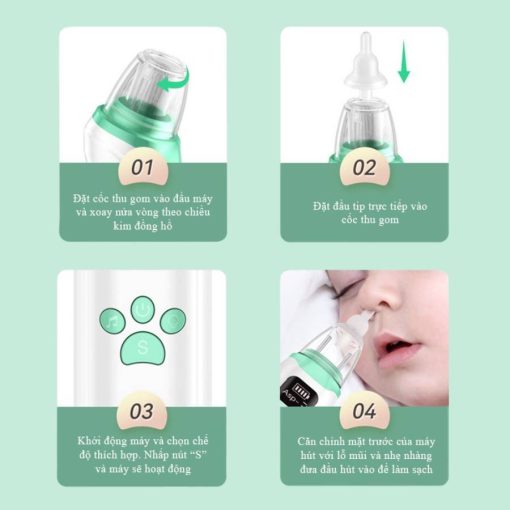 Máy hút mũi, máy làm sạch khoang mũi và nước mũi cho trẻ em, có 3 mức điều chỉnh
