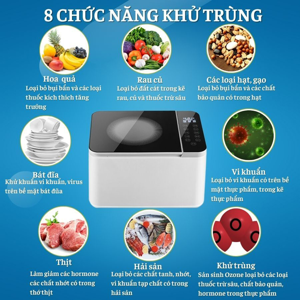 Máy khử khuẩn thực phẩm Vamia 11L máy rửa rau củ hoa quả