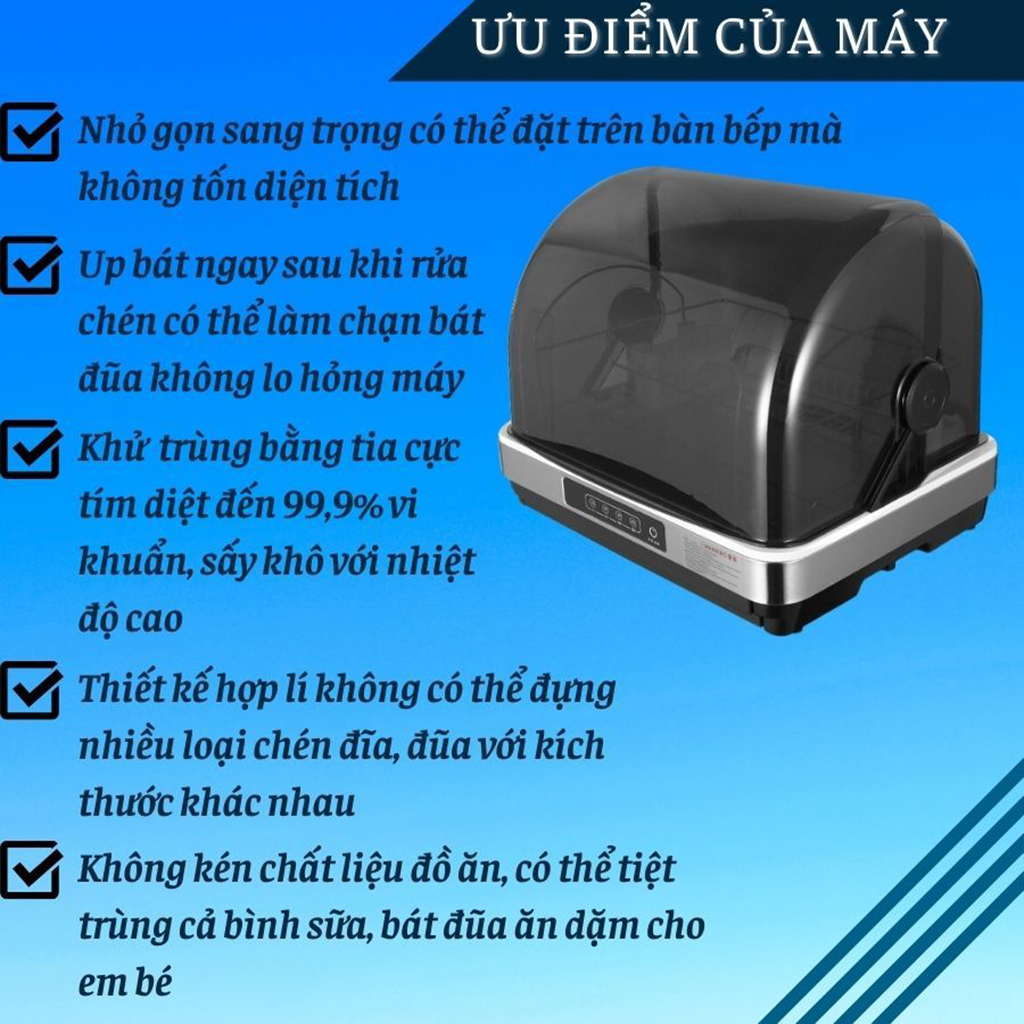 Máy sấy bát đũa tiệt trùng bằng tia UV dung tích 42L