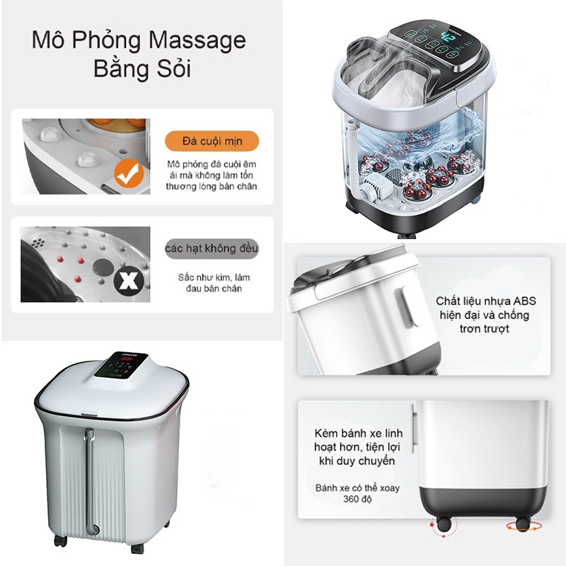 Bồn Ngâm Chân Nước Nóng Massage Tự Động Sục Khí Diệt Khuẩn Giảm Hôi Chân Có Điều Khiển Từ Xa