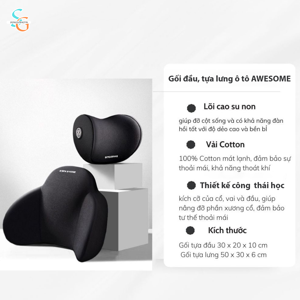 Tựa lưng ghế ô tô cao su non AWESOME