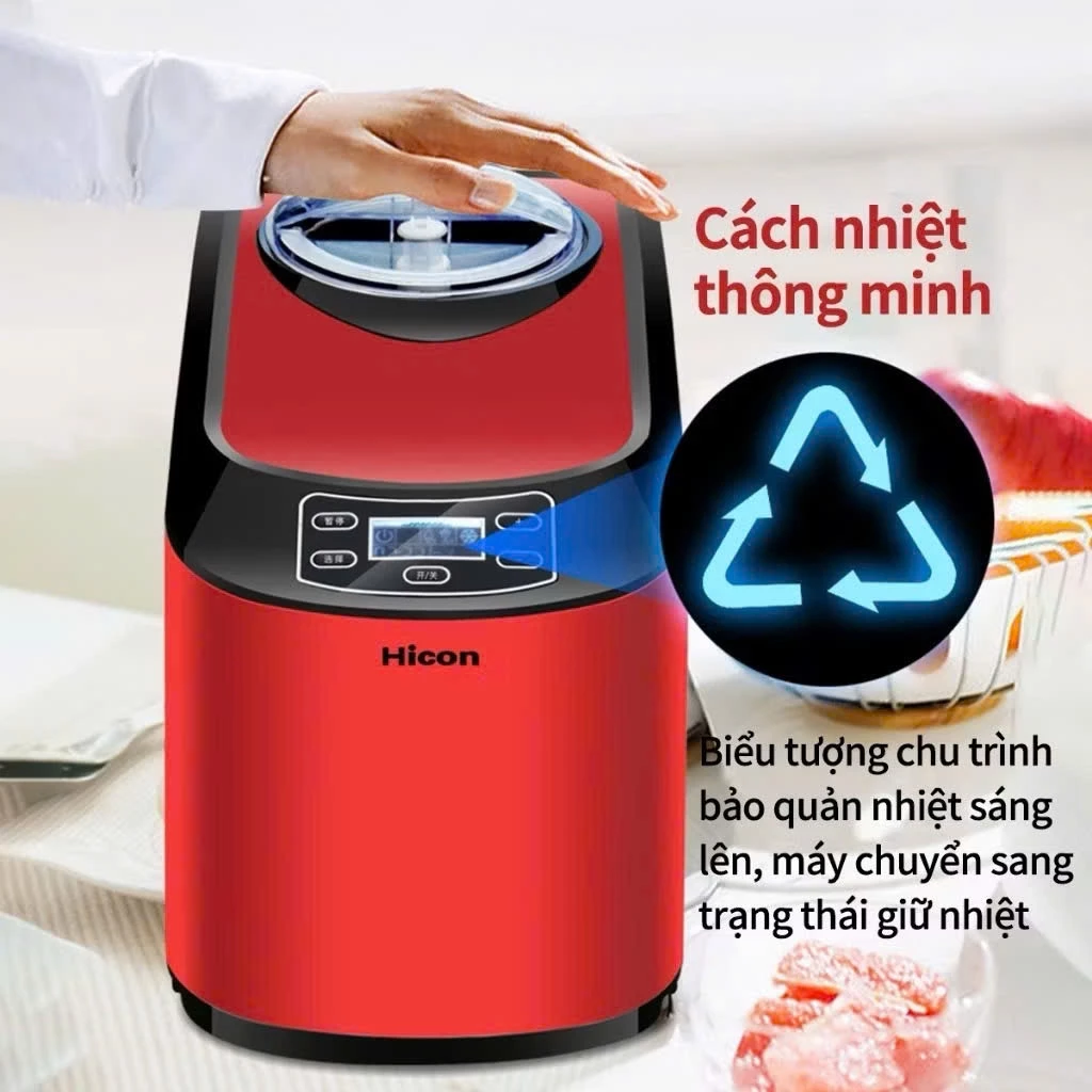 Máy Làm Kem Tươi Hicon 1.5L Chính Hãng – Tự Động, Không Cần Đông Trước, Dung Tích Lớn Cho Gia Đình