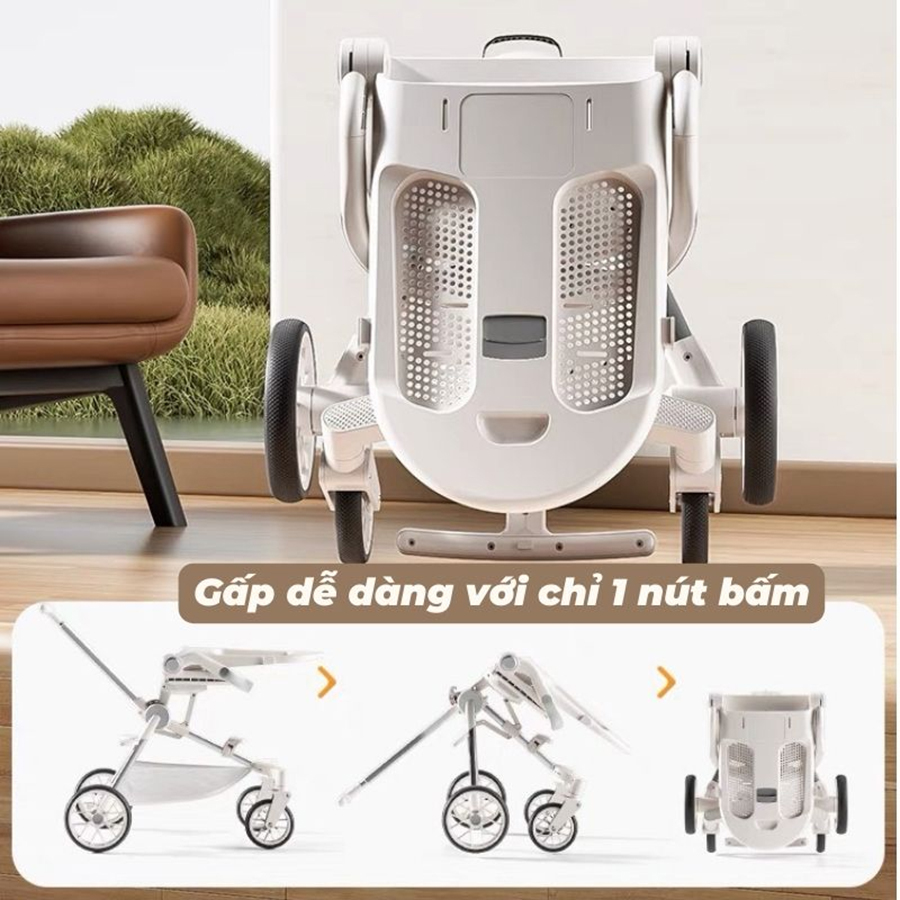 Xe đẩy em bé gấp gọn, khung hợp kim nhôm