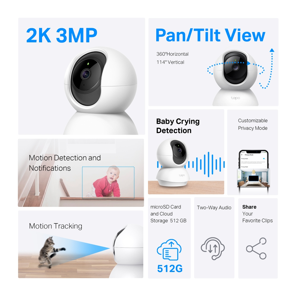 Camera WiFi TP-Link 2K 3MP Quay Quét An Ninh Cho Gia Đình Tapo TC71