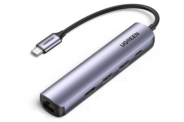 Bộ chuyển đổi USB-C sang 2*USB 3.0+HDMI+RJ45+PD Ugreen (10919)