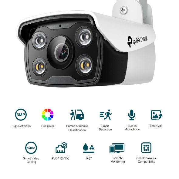 Camera IP TP-Link Bullet Hồng Ngoại Ngoài Trời 3MP VIGI C330