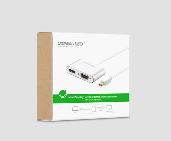 Bộ chuyển đổi Mini DisplayPort sang HDMI/VGA dài 25CM Ugreen 2 màu bạc và đen