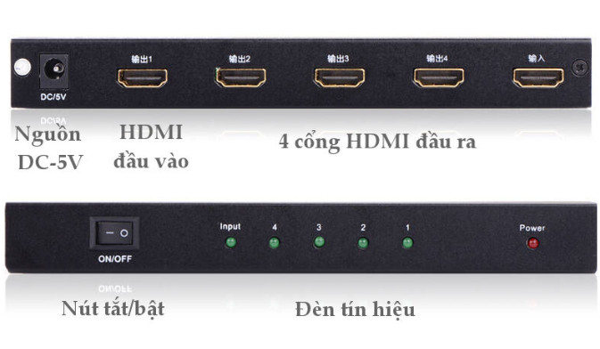 Ugreen 40202 Màu Đen Bộ chia HDMI 1 ra 4 hỗ trợ phân giải FULL HD 40202
