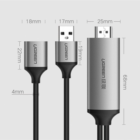Bộ chuyển đổi USB sang HDMI màu xám Ugreen (50291)
