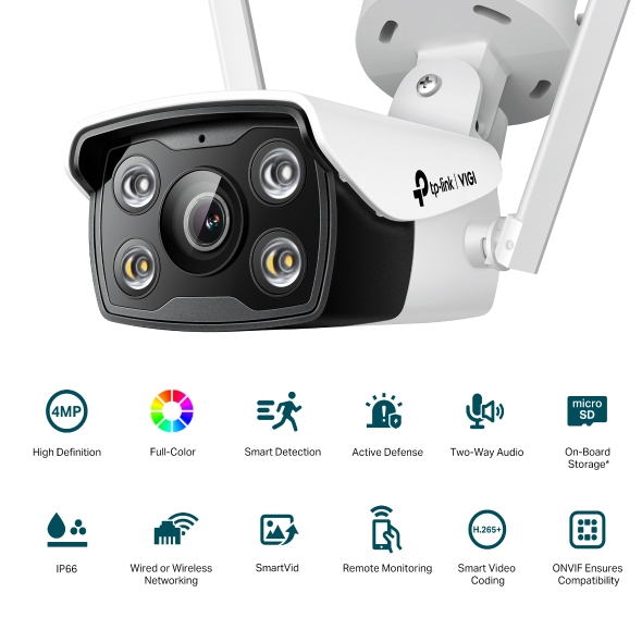 Camera WiFi TP-Link Bullet Ngoài Trời Full Color 4MP VIGI C340-W (4mm)